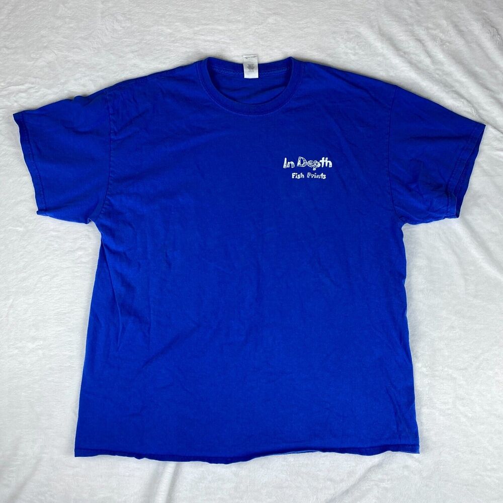 In Depth Shirt Men's Sz XL Blue Solid Cotton Short Sleeve Crew Neck Pullover Tee